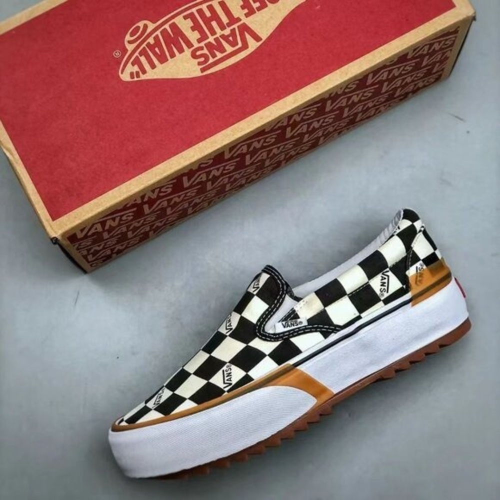 Vans Black and White Checkered Platform Shoes